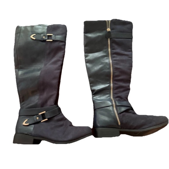 Sleek Black Over the Knee Boots with Buckle Details - Picture 1 of 4